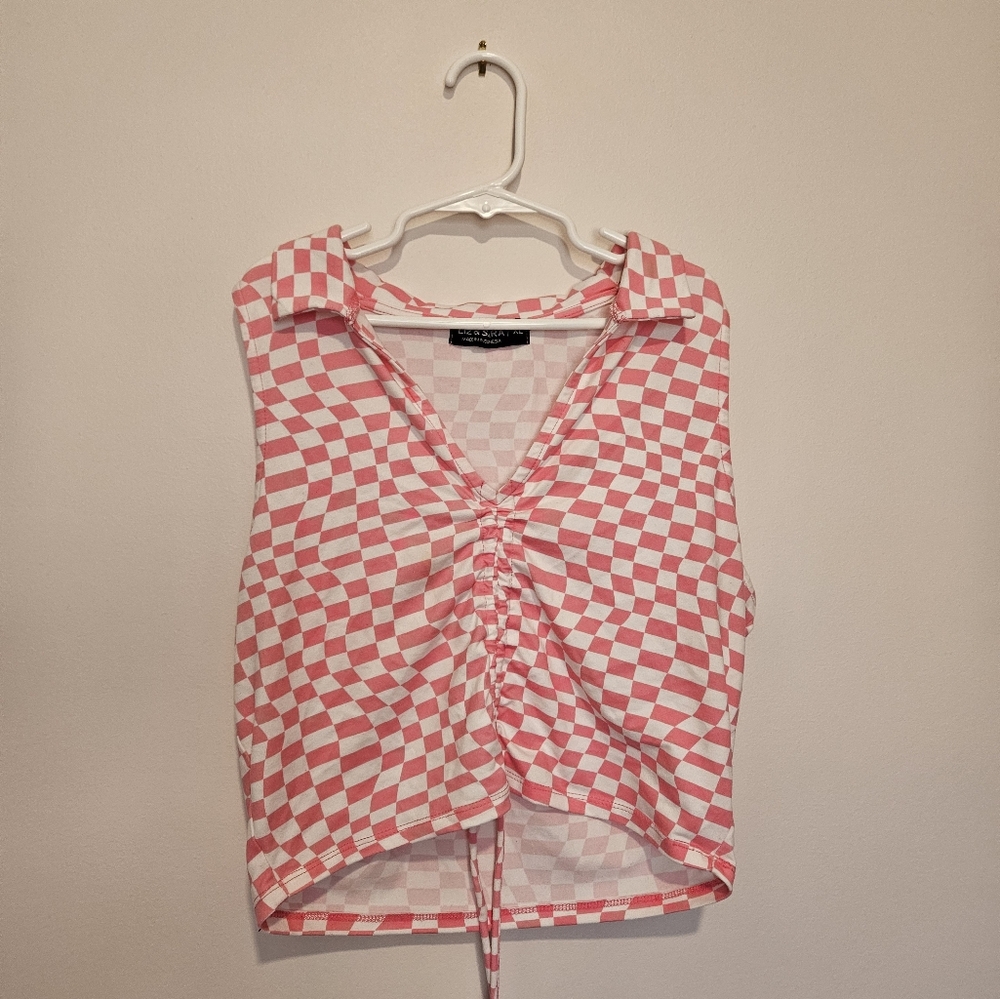 Liz & Sara Pink and White Checkered Blouse